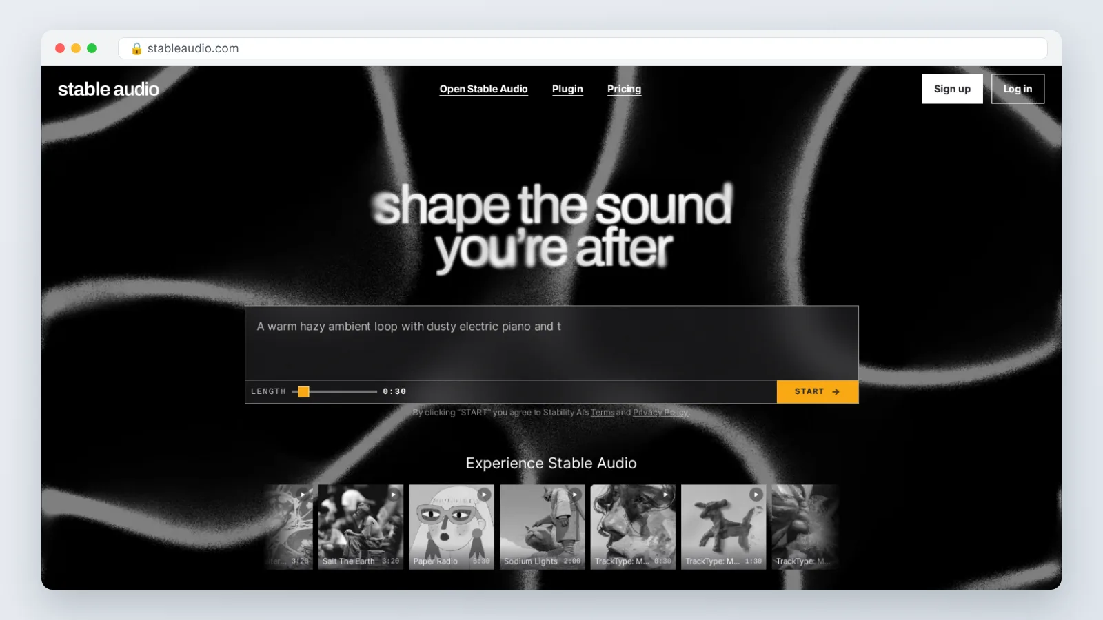 Stable Audio official site preview