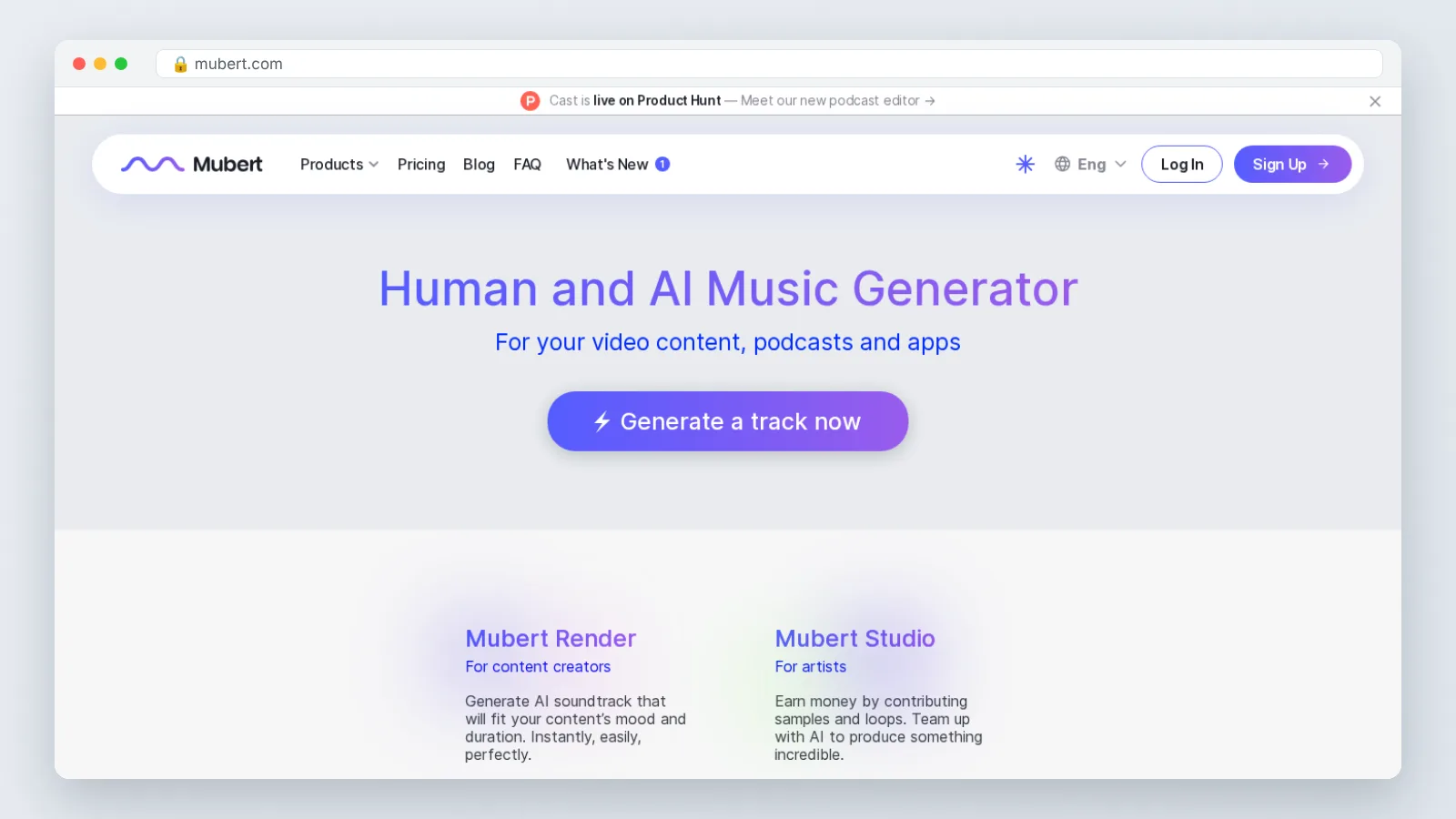 Mubert official site preview