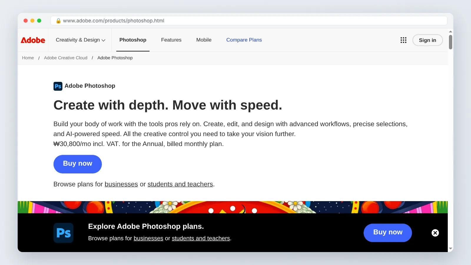 Adobe Photoshop official site preview