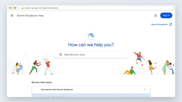 NotebookLM Help page showing Google Drive import options, answering does Google Drive work with an AI tool.